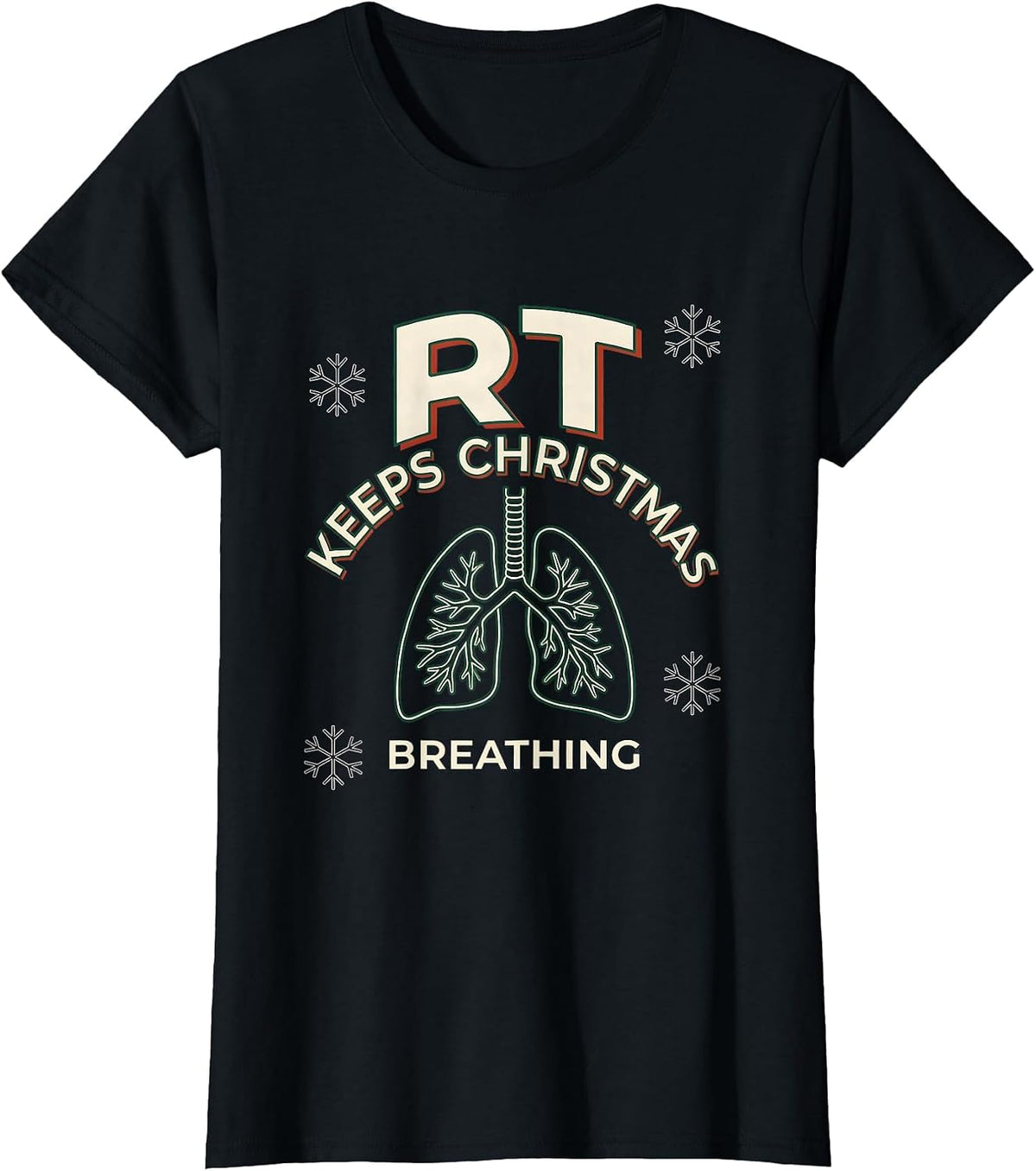 RT Keeps Christmas Breathing Funny Respiratory Therapist T-Shirt - Black