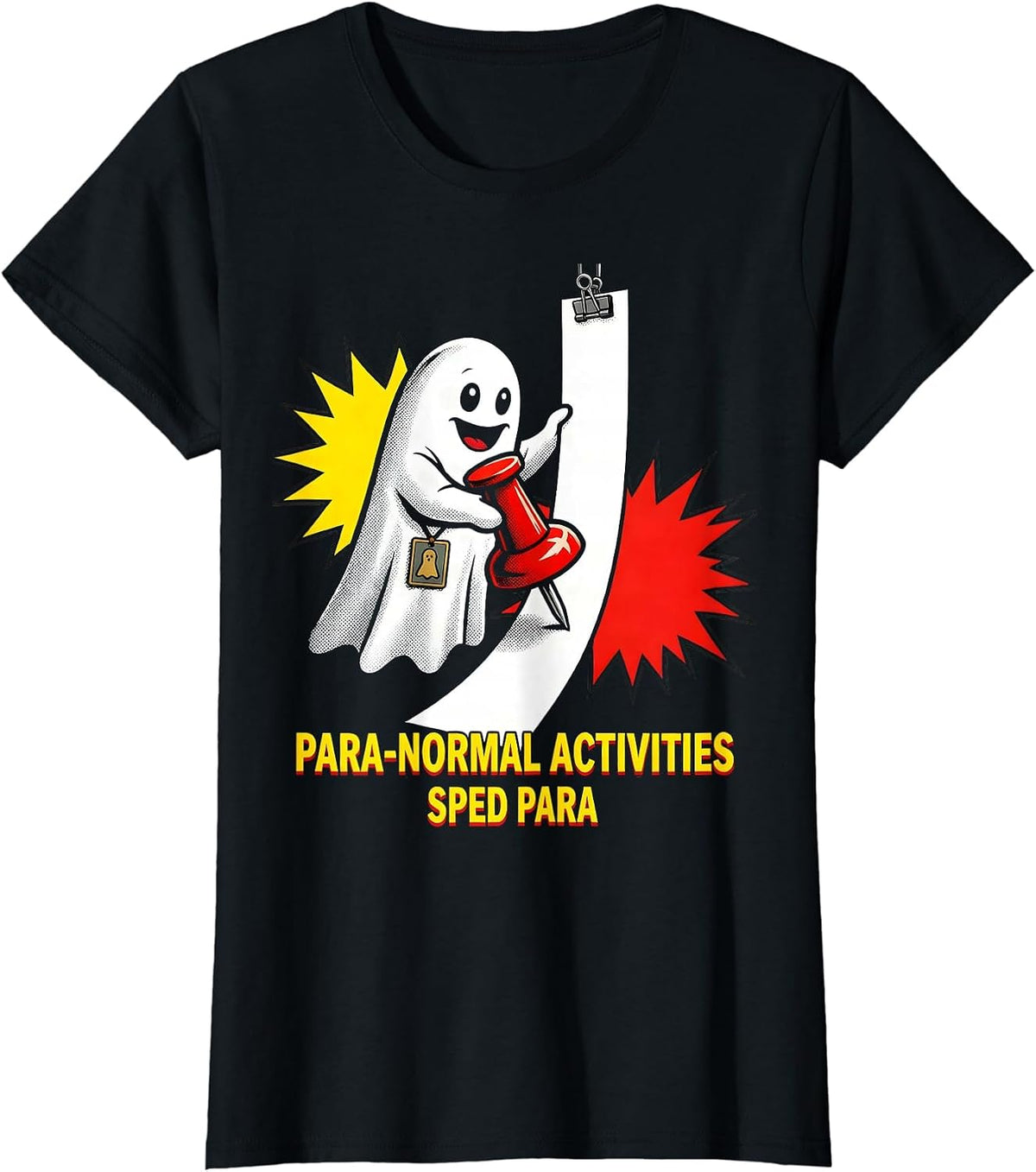Women's Para-Normal Activities SPED Para Funny Ghost Halloween T-Shirt - Black