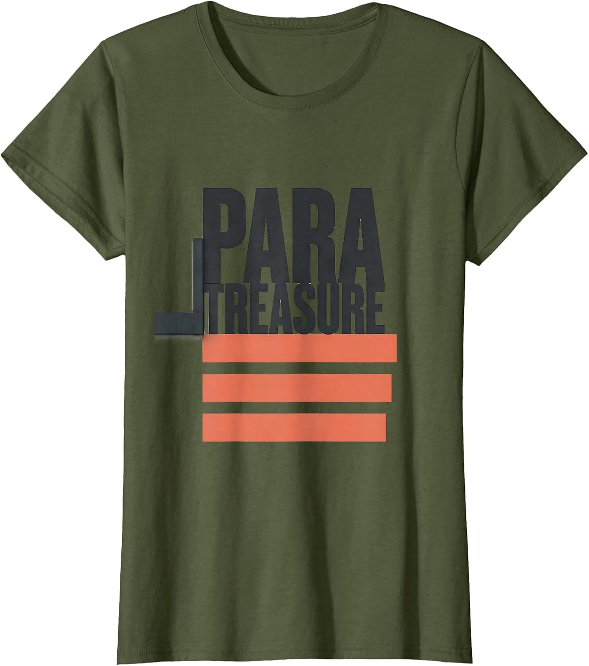 Women's Para Treasure Minimalist Paraprofessional Appreciation Back T-Shirt - Olive Green