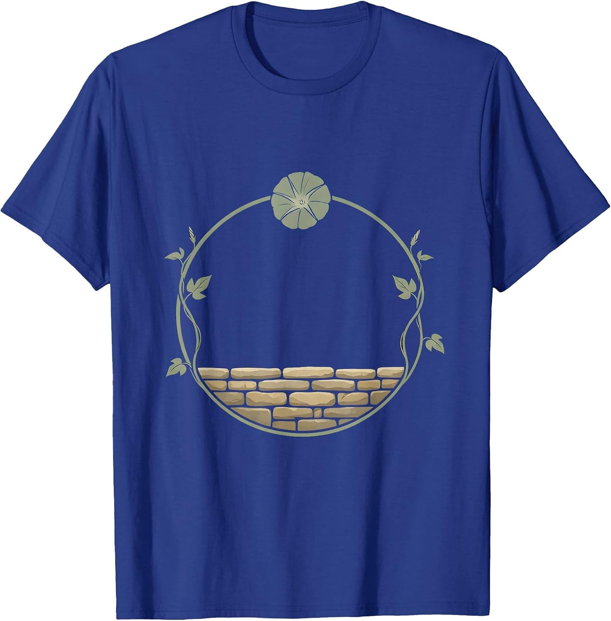 Men's Morning Glory Vine Wrapping Old Stone Wall T-Shirt - Royal Blue