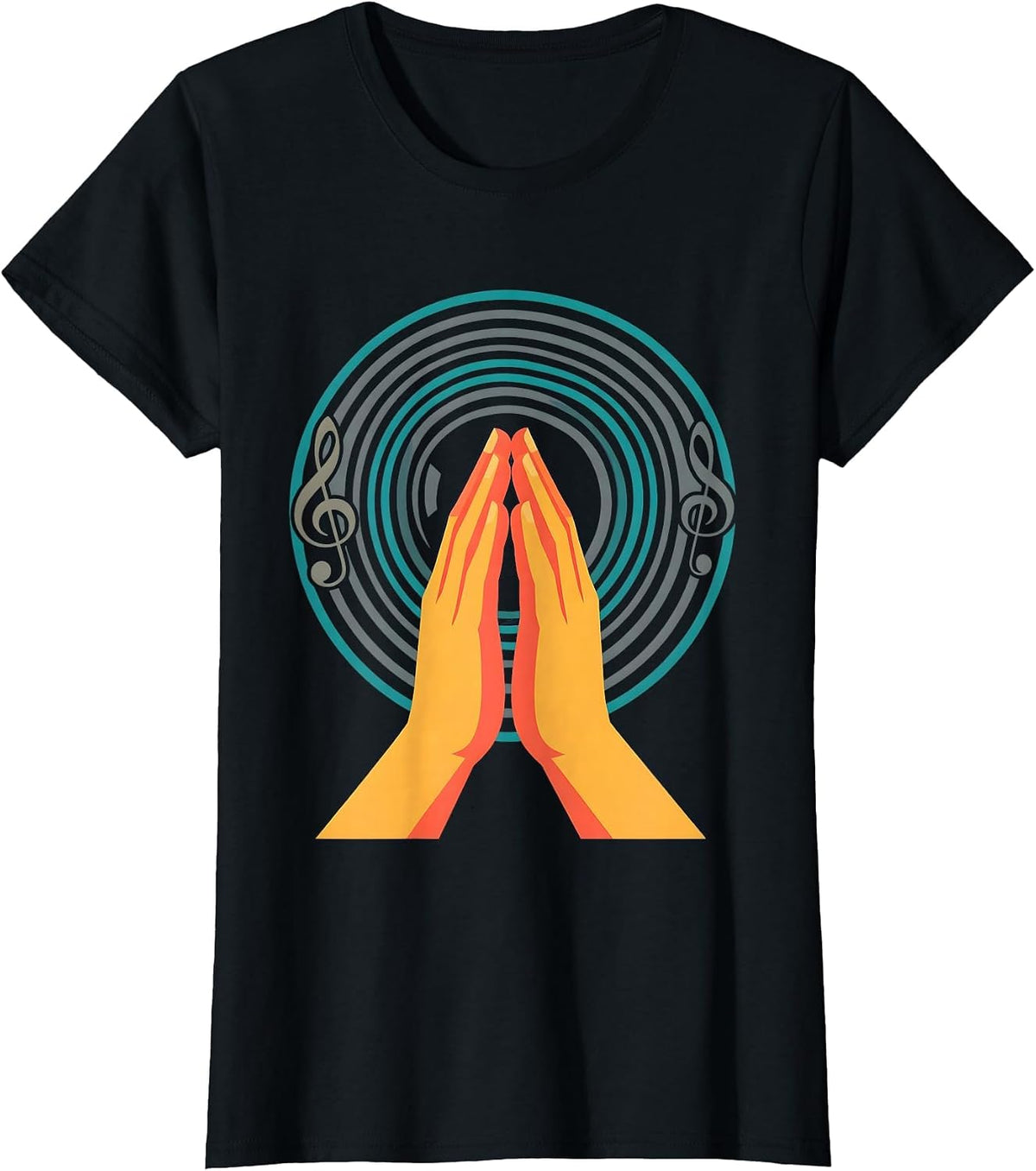 Music Teacher Clapping Hands Sound Wave Graphic T-Shirt - Black