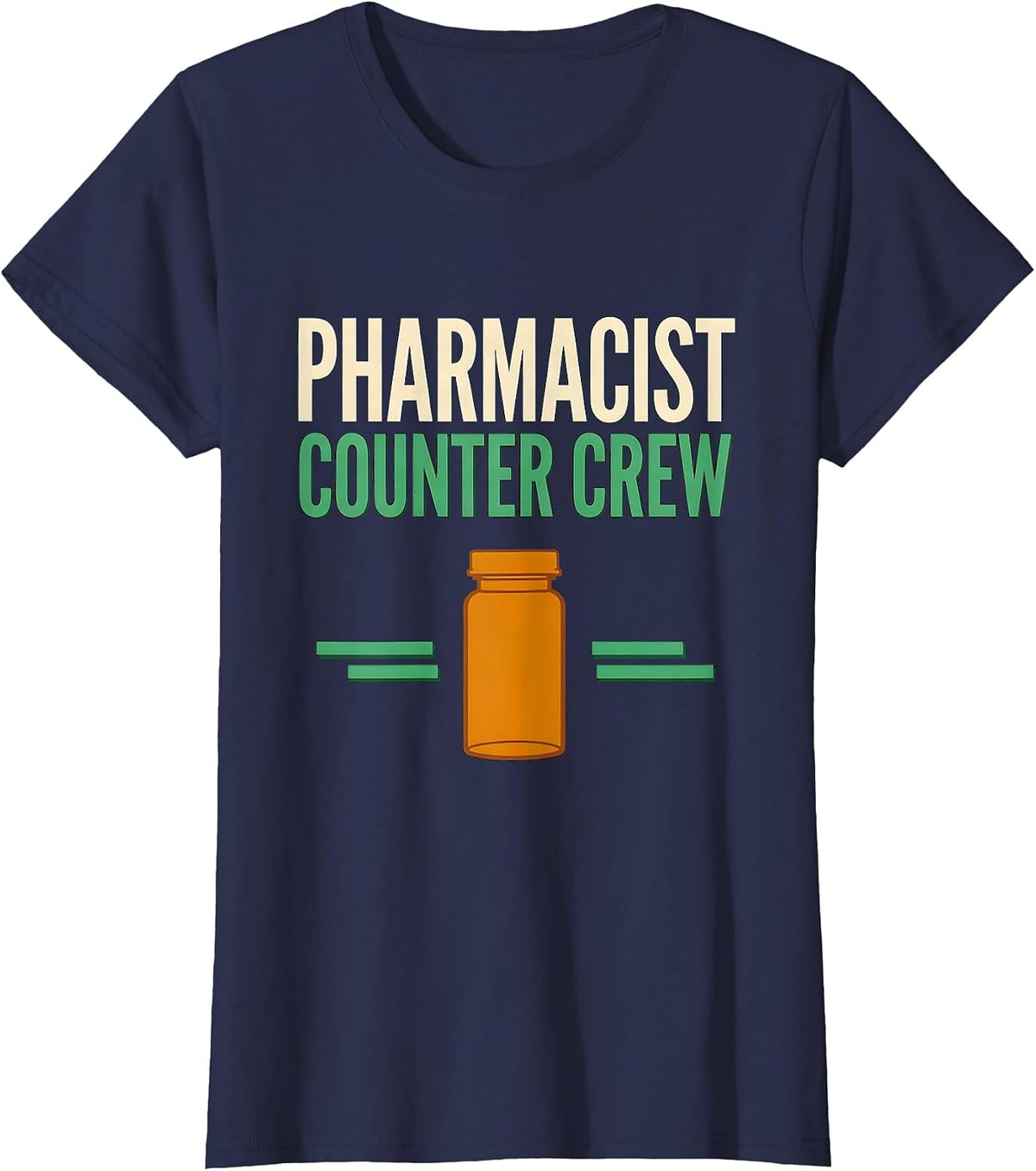 Women's Pharmacist Counter Crew Funny Pharmacy Technician Crew T-Shirt - Navy Blue
