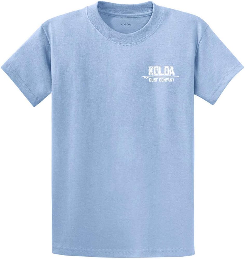 Koloa Surf Mens Native Ride Heavyweight Cotton Tees in Reg, Big and Tall Sizes - Light Blue \/ White