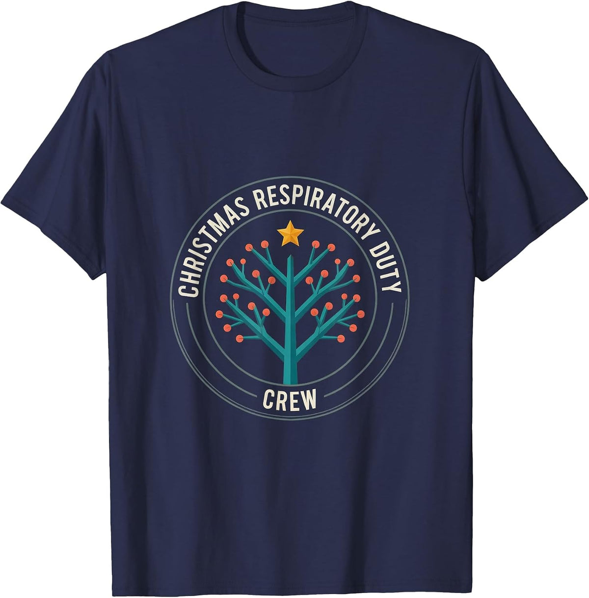 Christmas Respiratory Duty Crew Funny Respiratory Therapist T-Shirt - Navy Blue