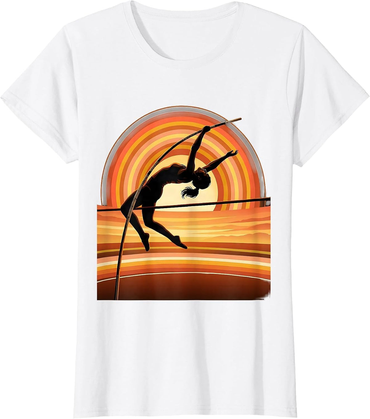 Pole Vault Athlete Soaring Above the Crossbar T-Shirt - White
