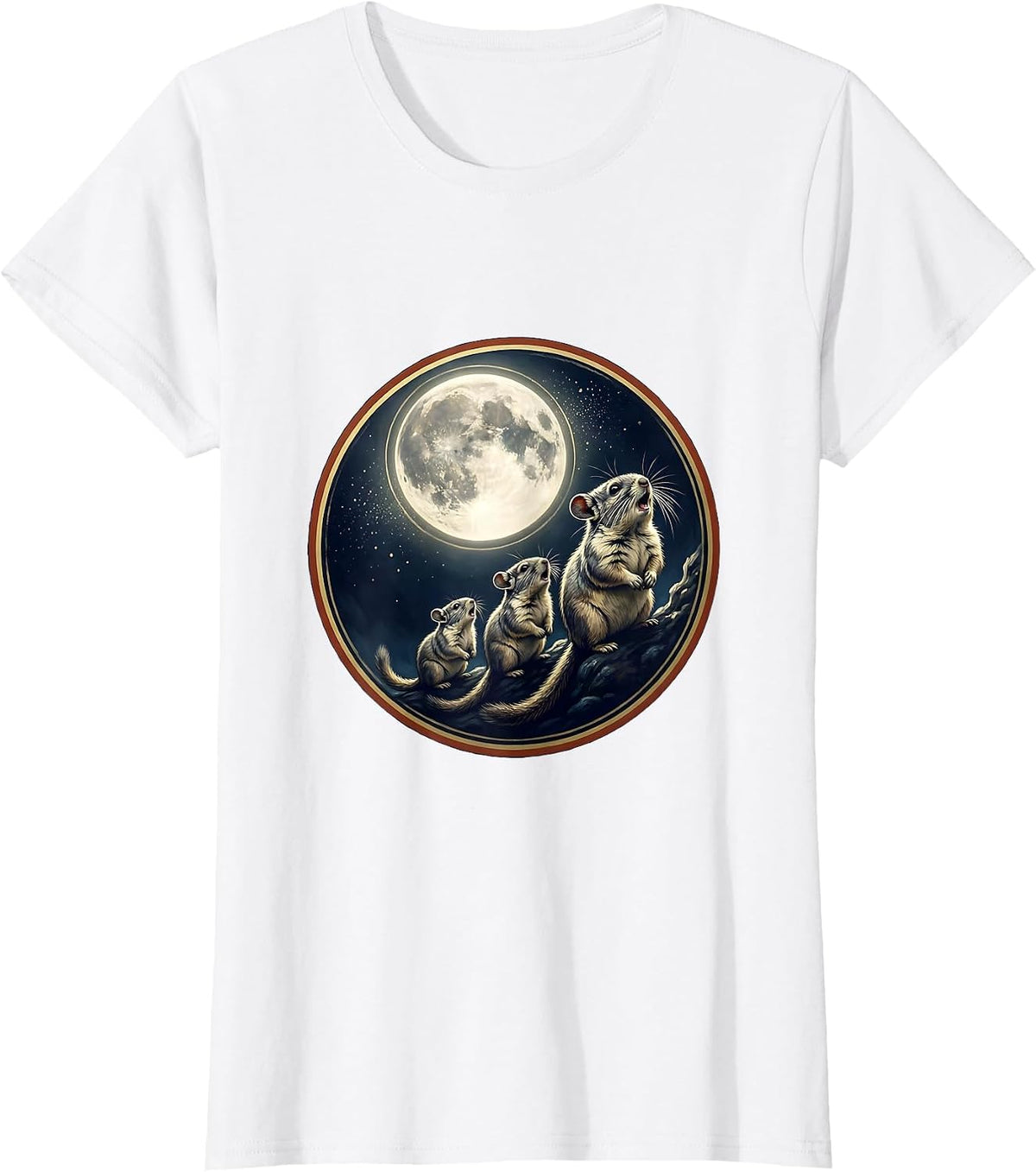Sealed Chinchilla Moon Badge Funny Meme Parody T-Shirt - White
