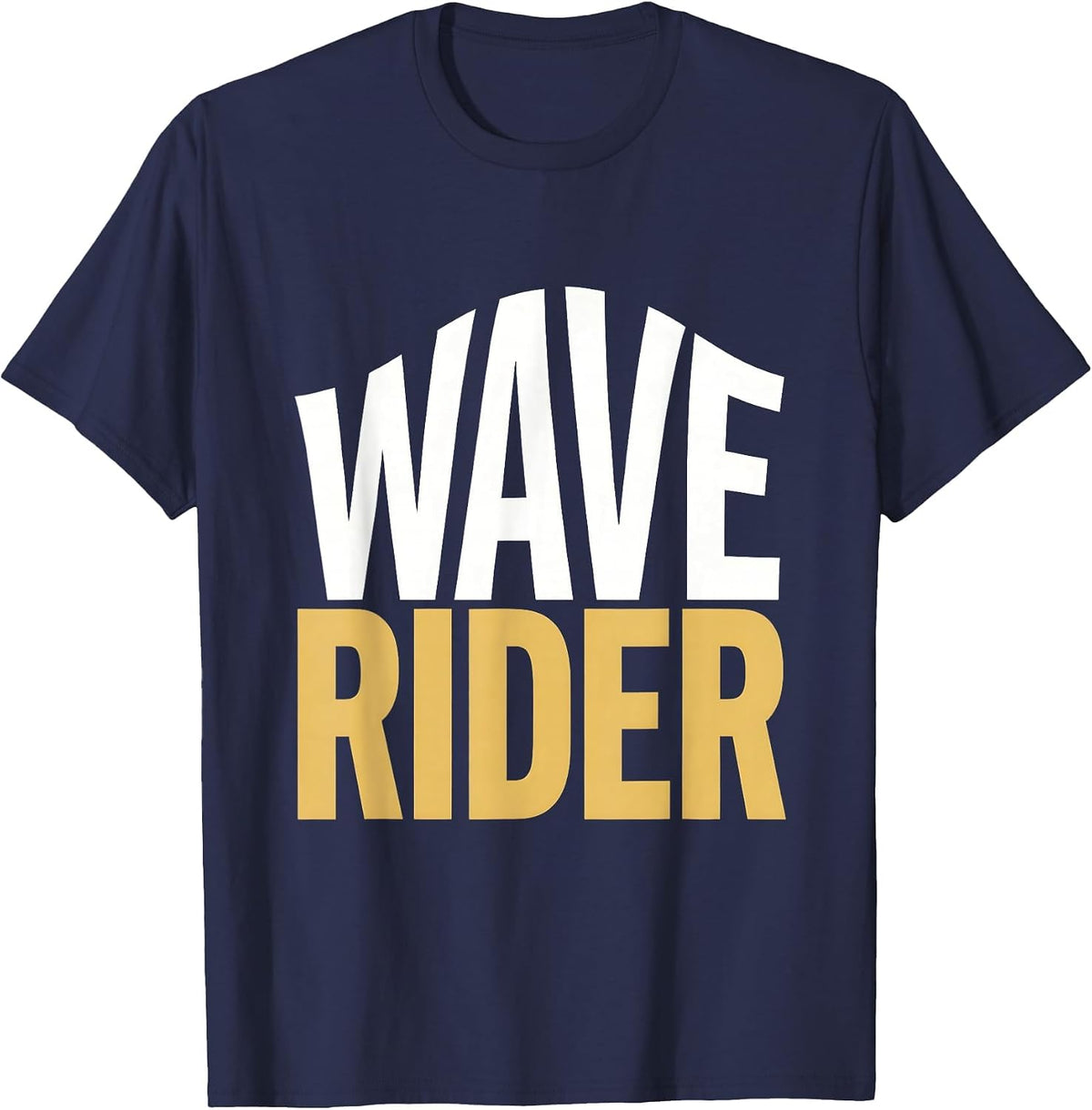Wave Rider Seaside Surf Graphic Design T-Shirt - Navy Blue