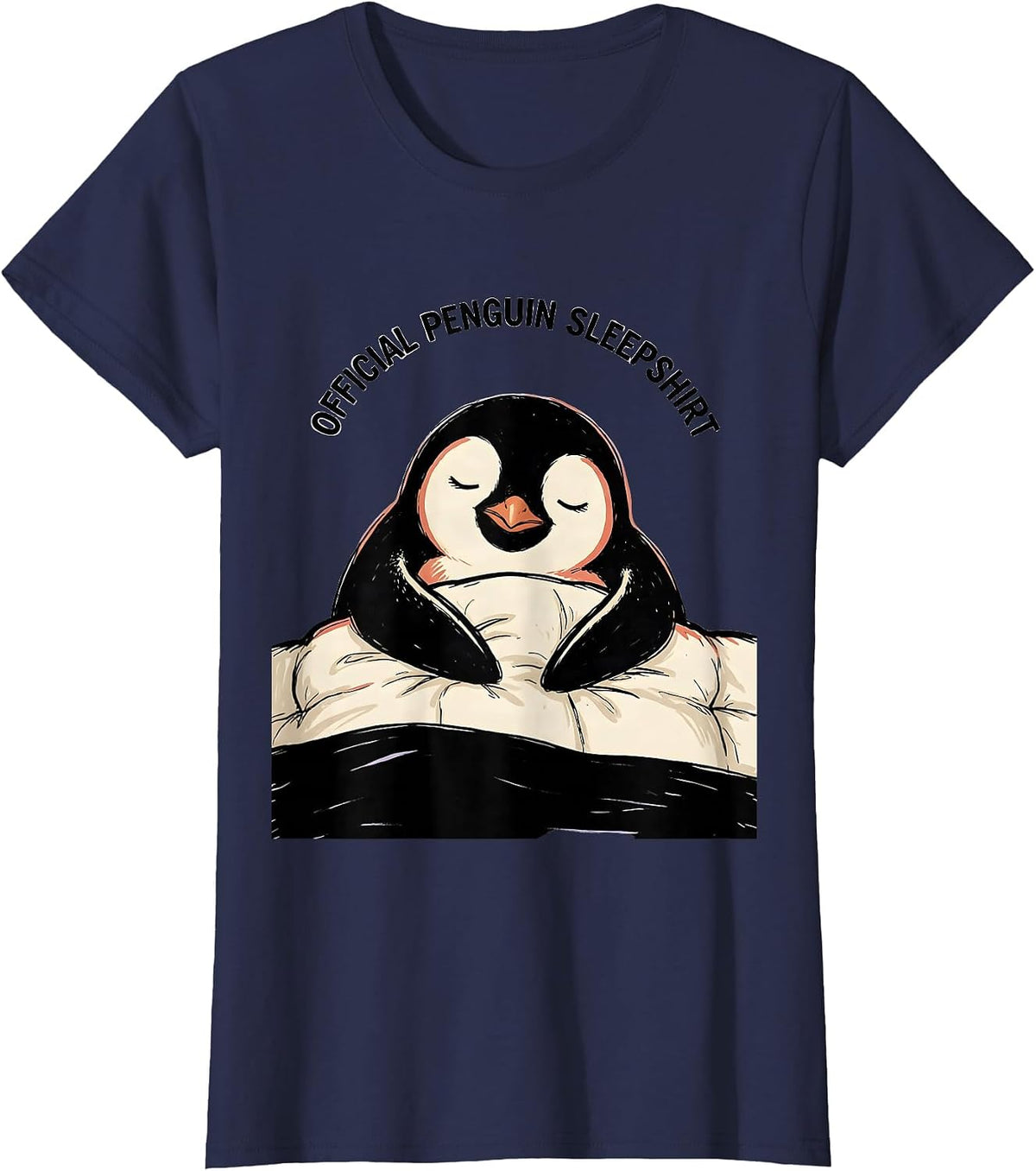 Women's Official Penguin Sleepshirt Cute Animal Lover Pajama Gift T-Shirt - Navy Blue