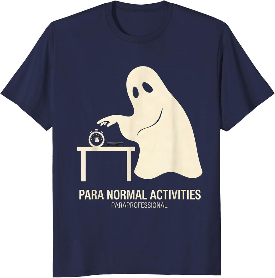 Para Normal Activities Paraprofessional Halloween Ghost T-Shirt - Navy Blue