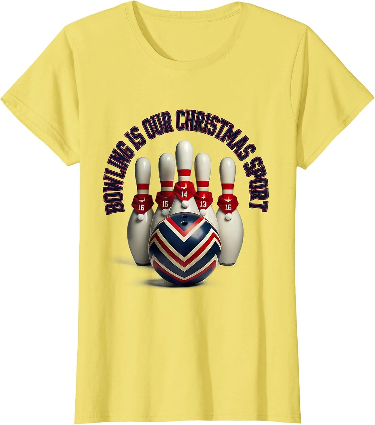 Bowling Is Our Christmas Sport Funny Bowling Player T-Shirt - Lemon Yellow