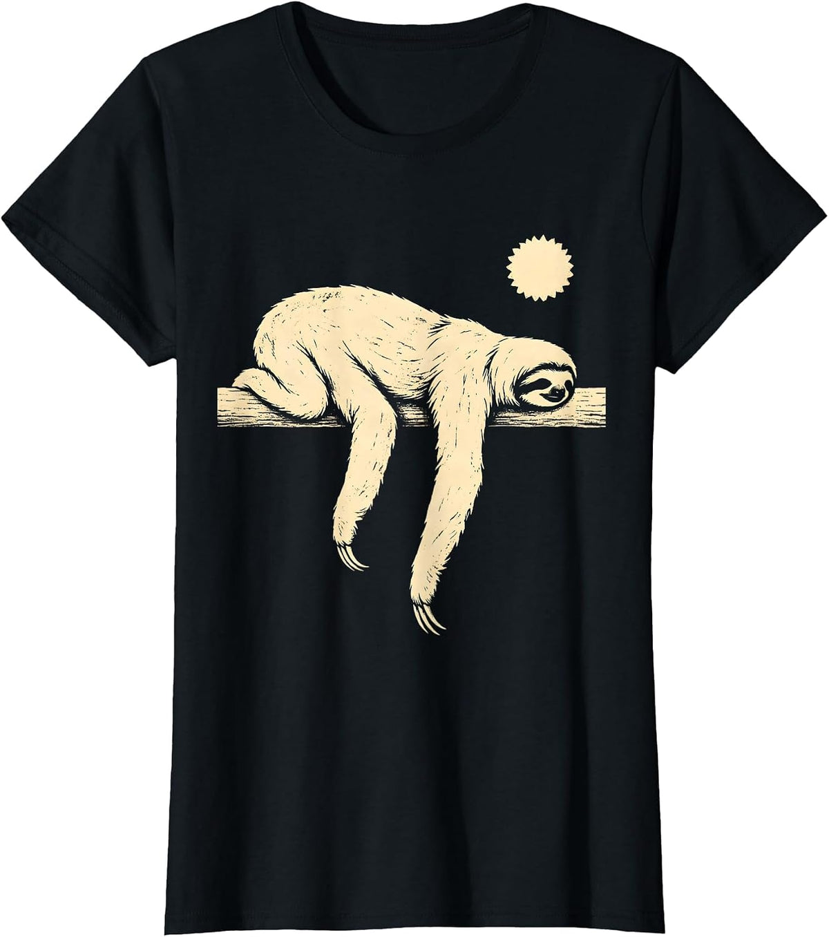 Solid Masked Sloth Silhouette Humor Novelty Gift T-Shirt - Black