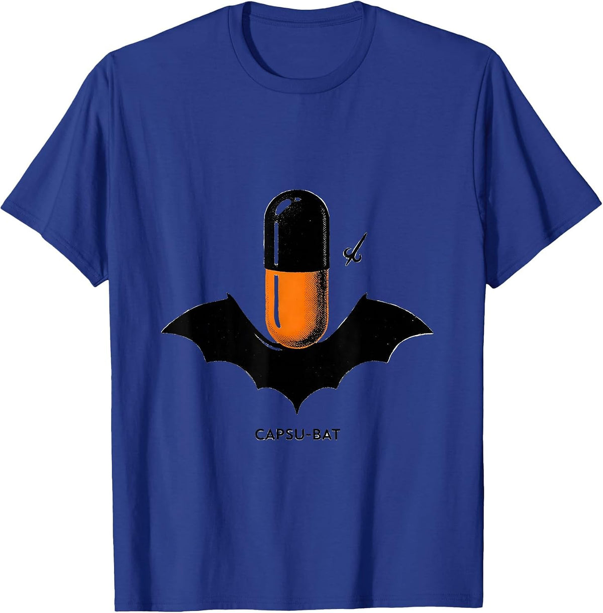 Men's Capsu-Bat Minimalist Pharmacy Halloween Pharmacist Tech Crew T-Shirt - Royal Blue