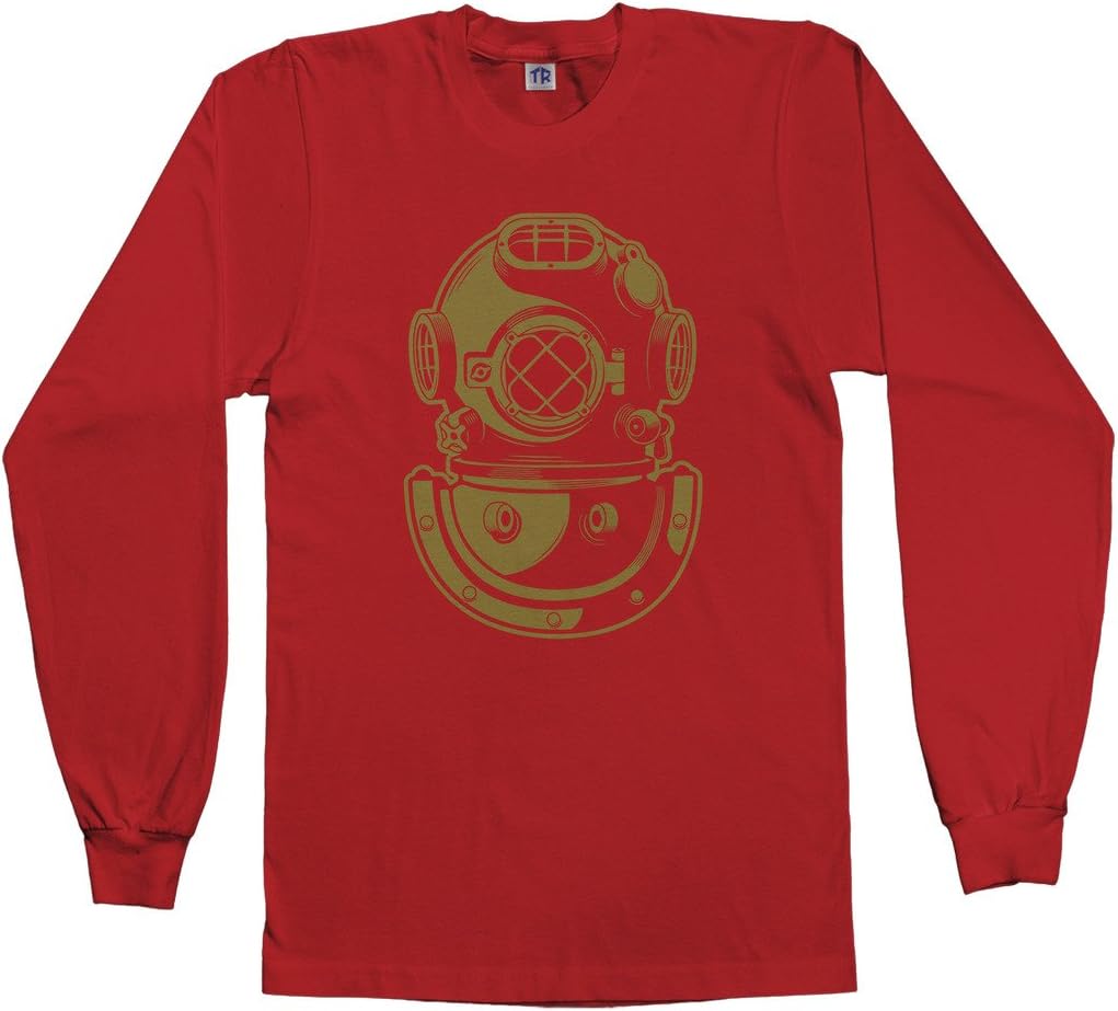 Threadrock Men's Deep Sea Diver Helmet Long Sleeve T-Shirt - Red