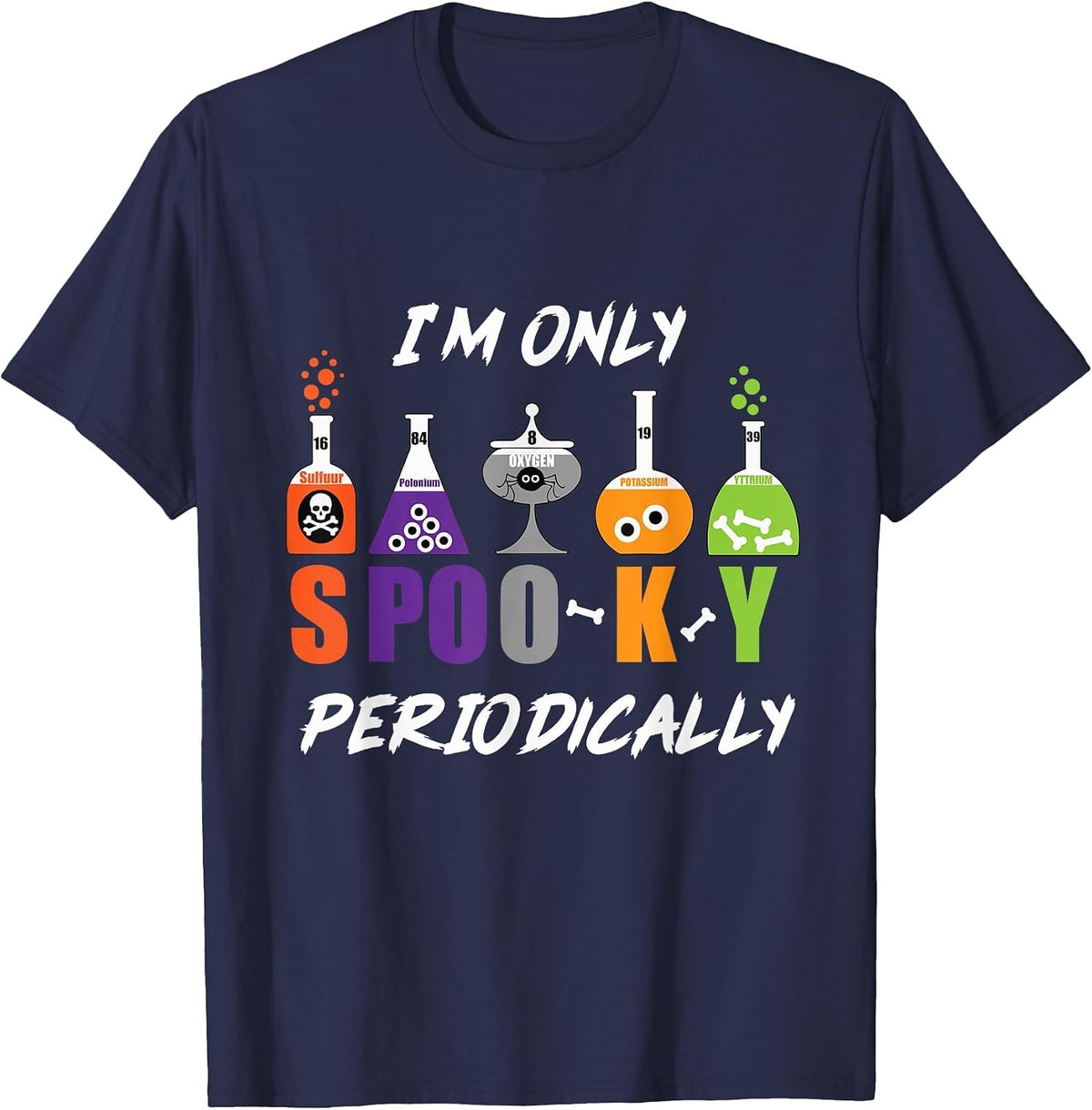 Science Halloween T-Shirt Funny Spooky Periodic Table Tee T-Shirt - Navy Blue