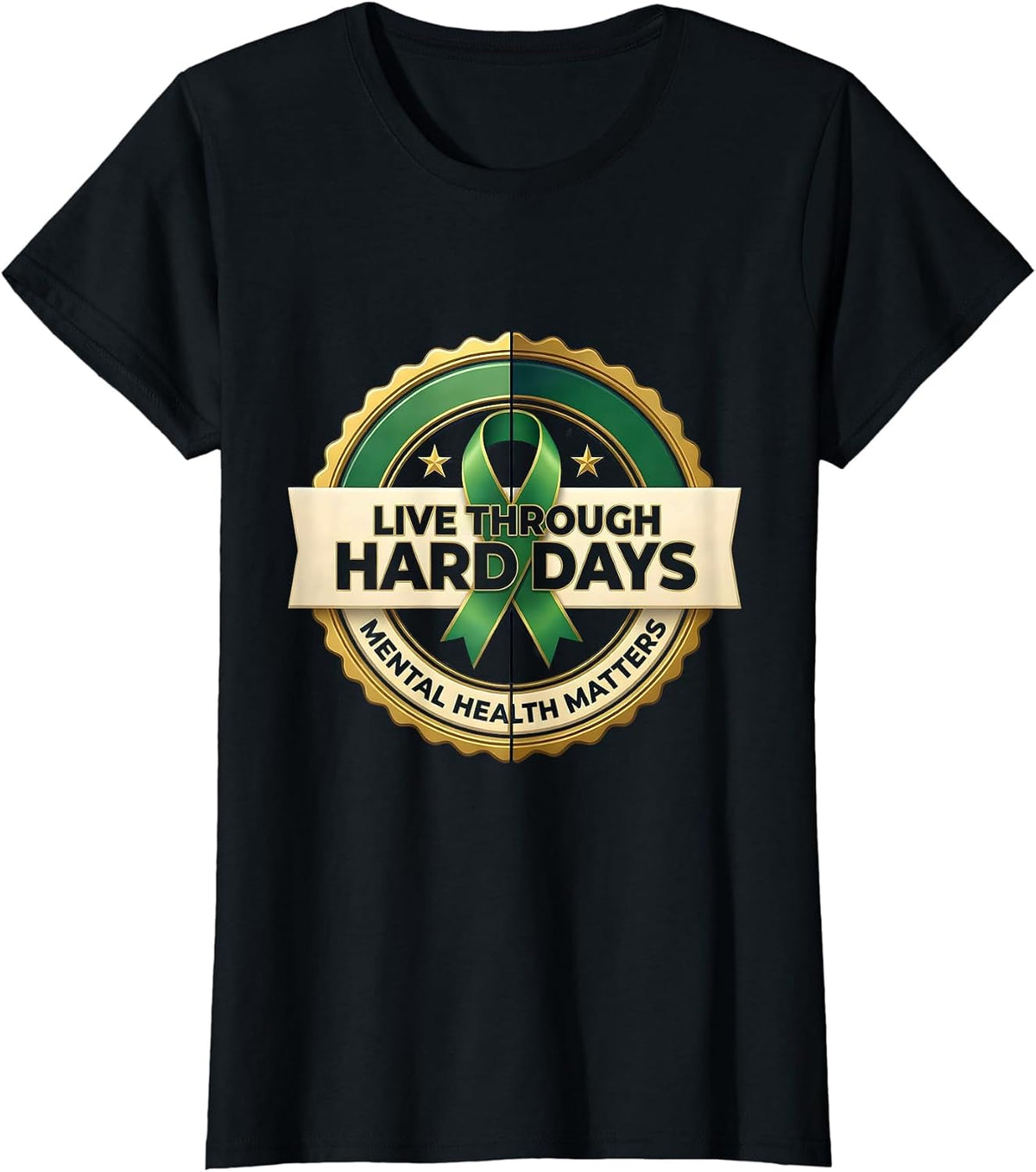 Live Through Hard Days — Mental Health Matters Support T-Shirt - Black