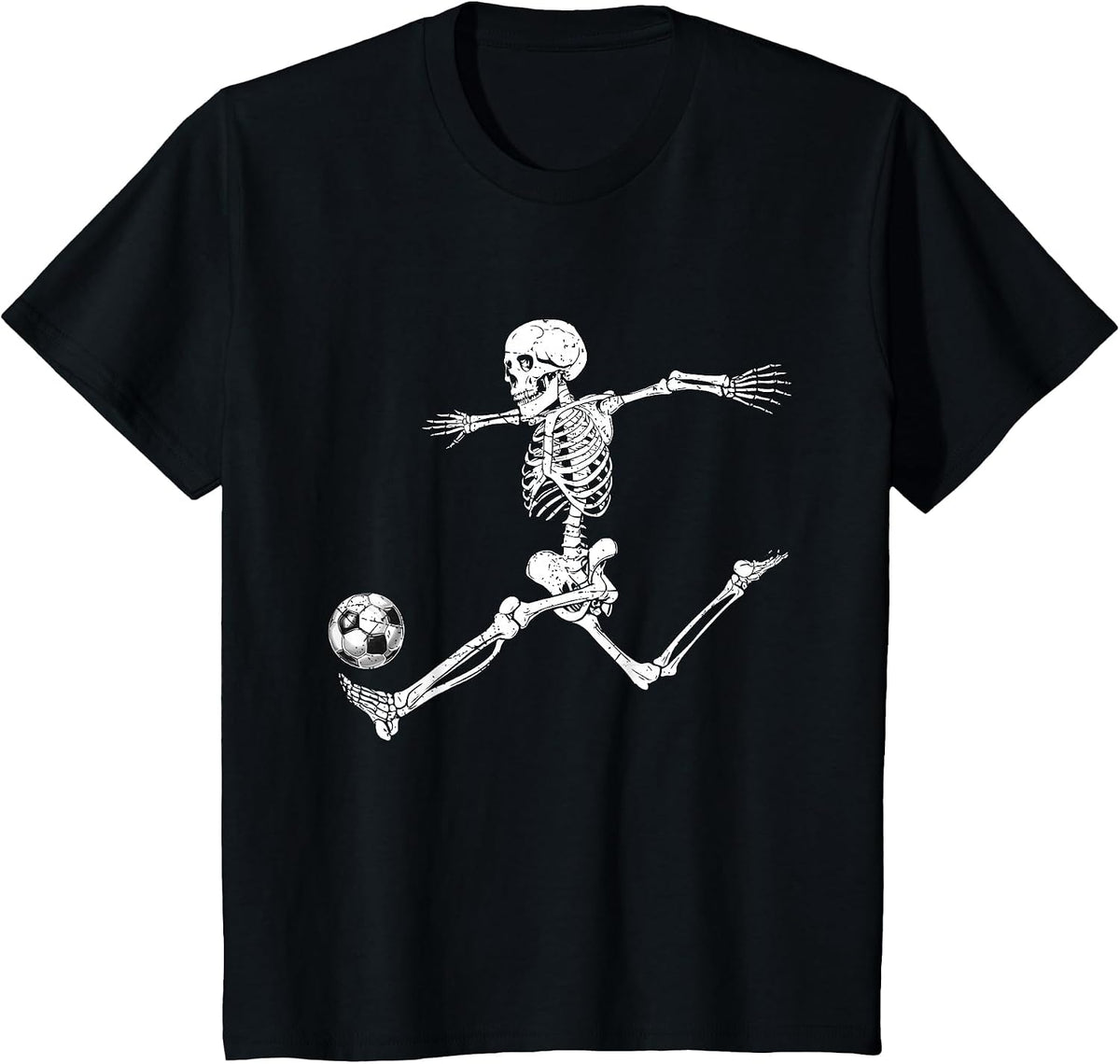 Soccer Skeleton Halloween Player Catcher Mens Boys Kids T-Shirt - Black