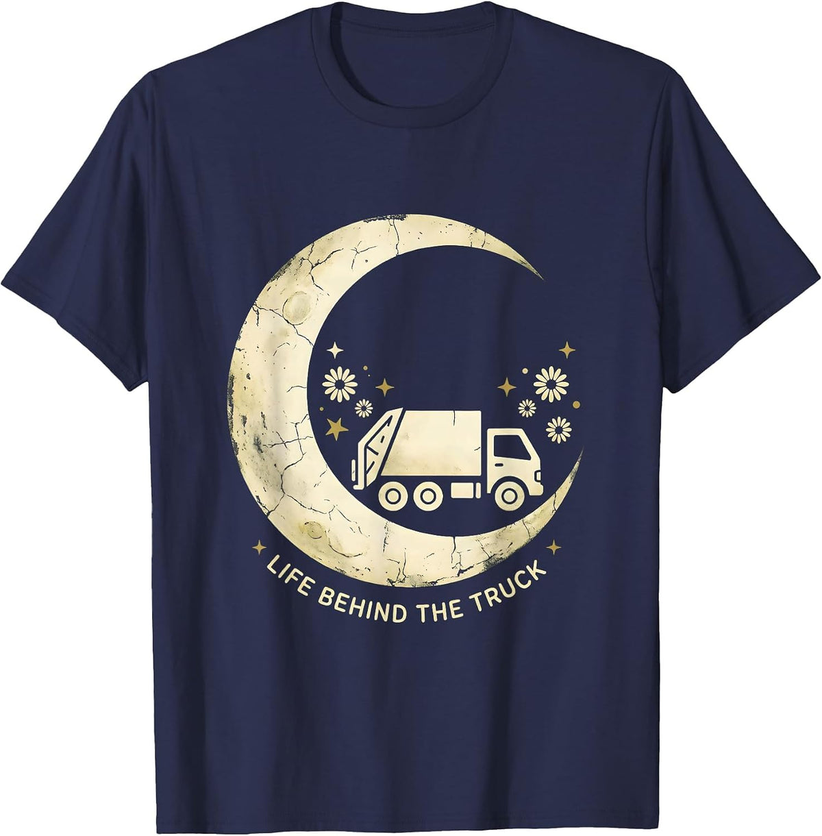 Men's Life Behind the Truck Trash Truck Design T-Shirt - Navy Blue