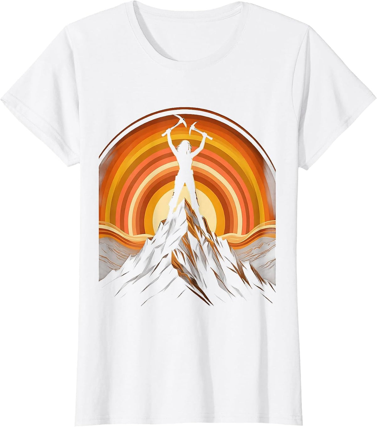 Labor Day Mountain Summit Pickaxe Graphic T-Shirt - White