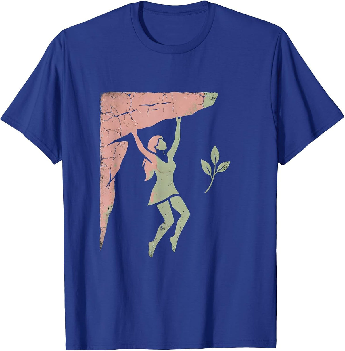Do It Lady Rock Climber Cliff Hanger Graphic T-Shirt - Royal Blue