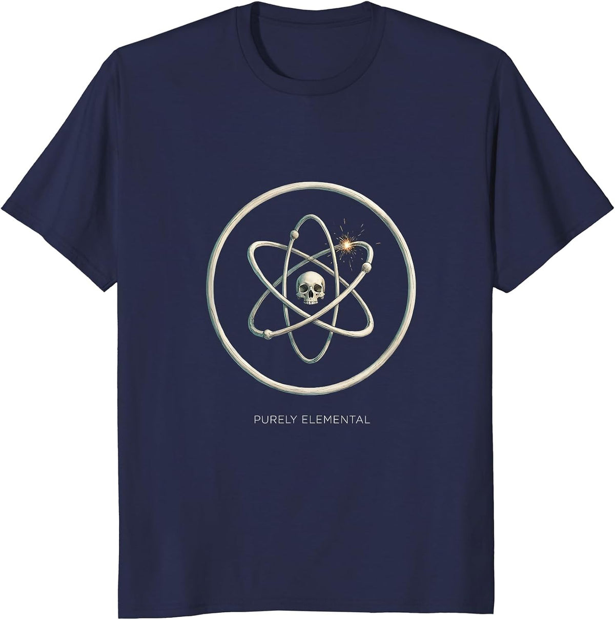 Purely Elemental Minimalist Chemistry Physics Nerd Humor T-Shirt - Navy Blue
