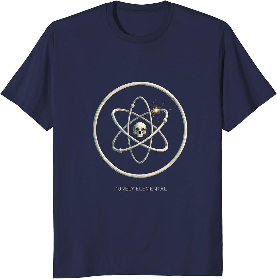Purely Elemental Minimalist Chemistry Physics Nerd Humor T-Shirt - Navy Blue