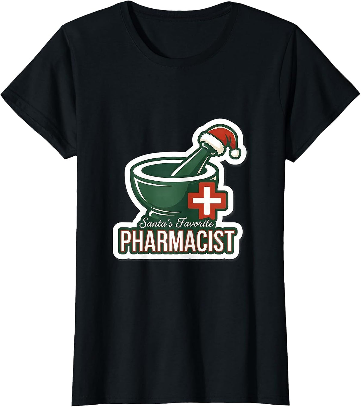 Santa's Favorite Pharmacist Funny Christmas Pharmacist T-Shirt - Black
