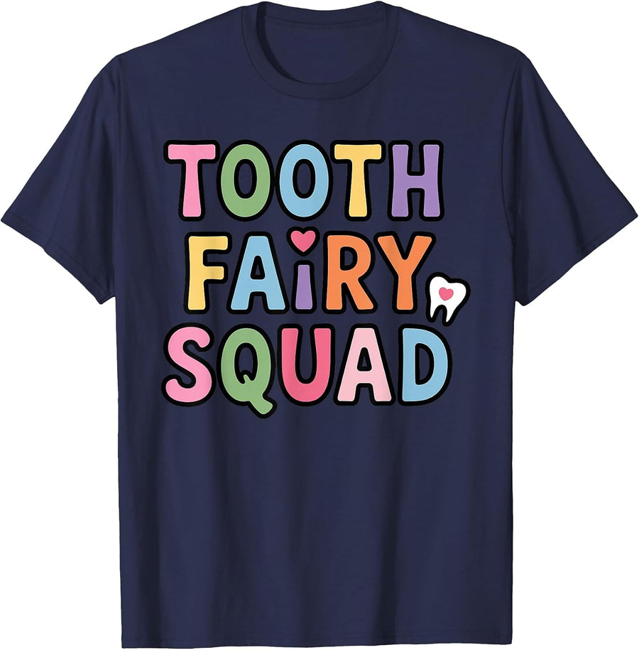 Tooth Fairy Art for Men Women Kids Dental Costume Toothfairy T-Shirt - Navy Blue