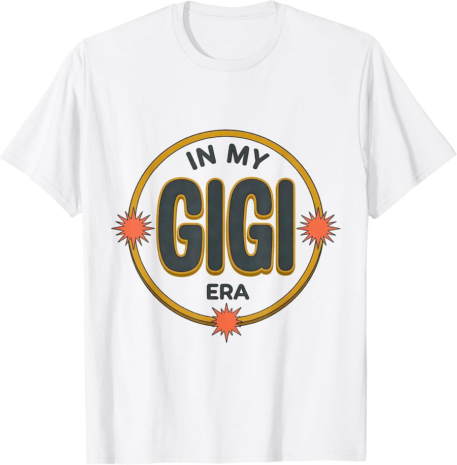 In My Gigi Era Retro Groovy Family Role Mother's Day T-Shirt - White