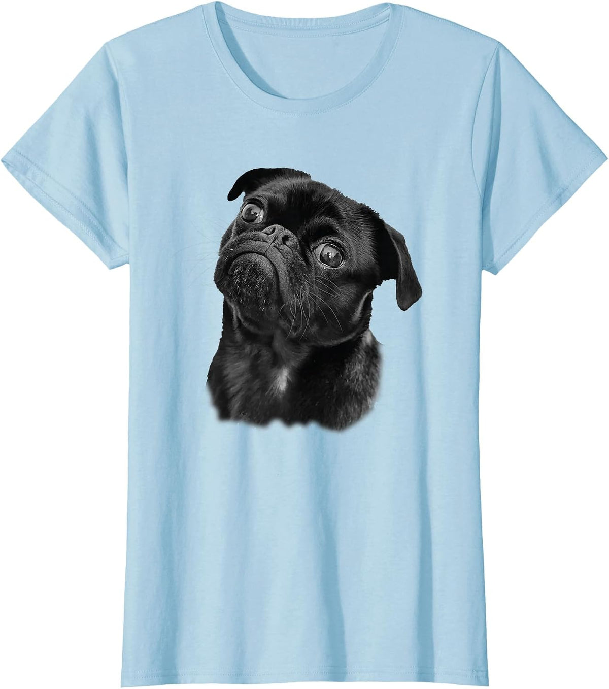 Pug Shirt for Dog Mom Dad Funny Cute Black Pug T-Shirt - Baby Blue