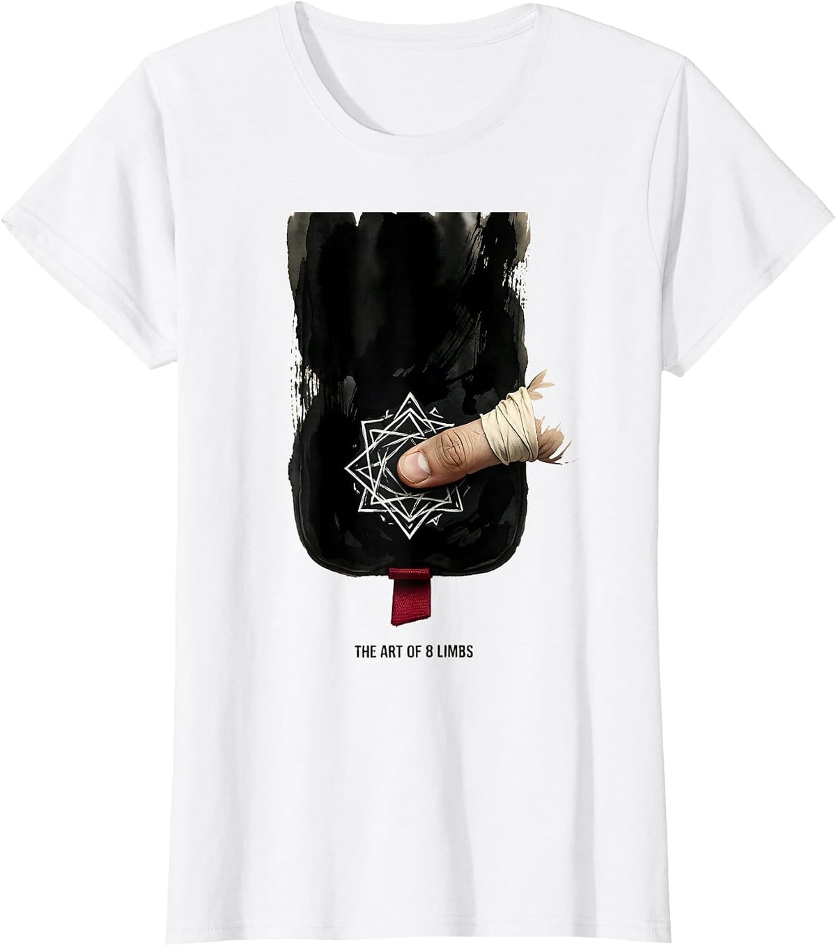 Women's The Art Of 8 Limbs Ink Brush Muay Thai Kickboxing Gym T-Shirt - White