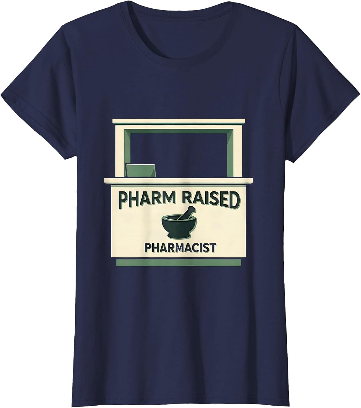 Women's Pharm Raised Pharmacist Funny Pharmacy Tech Crew Halloween T-Shirt - Navy Blue