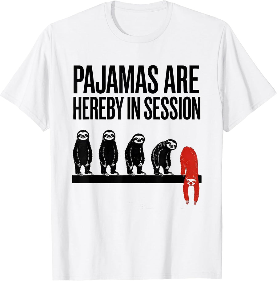 Men's Pajamas Are Hereby In Session Funny Sloth Lover Sleepwear T-Shirt - White