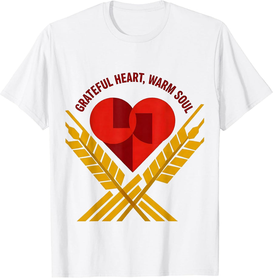 Grateful Heart Warm Soul Thanksgiving Design T-Shirt - White