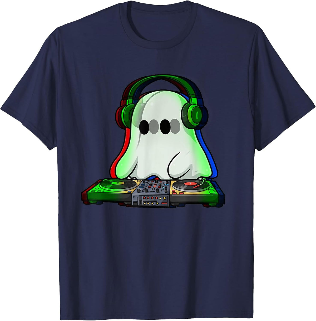 House Music Ghost Rave DJ Halloween Celebration Festival T-Shirt - Navy Blue