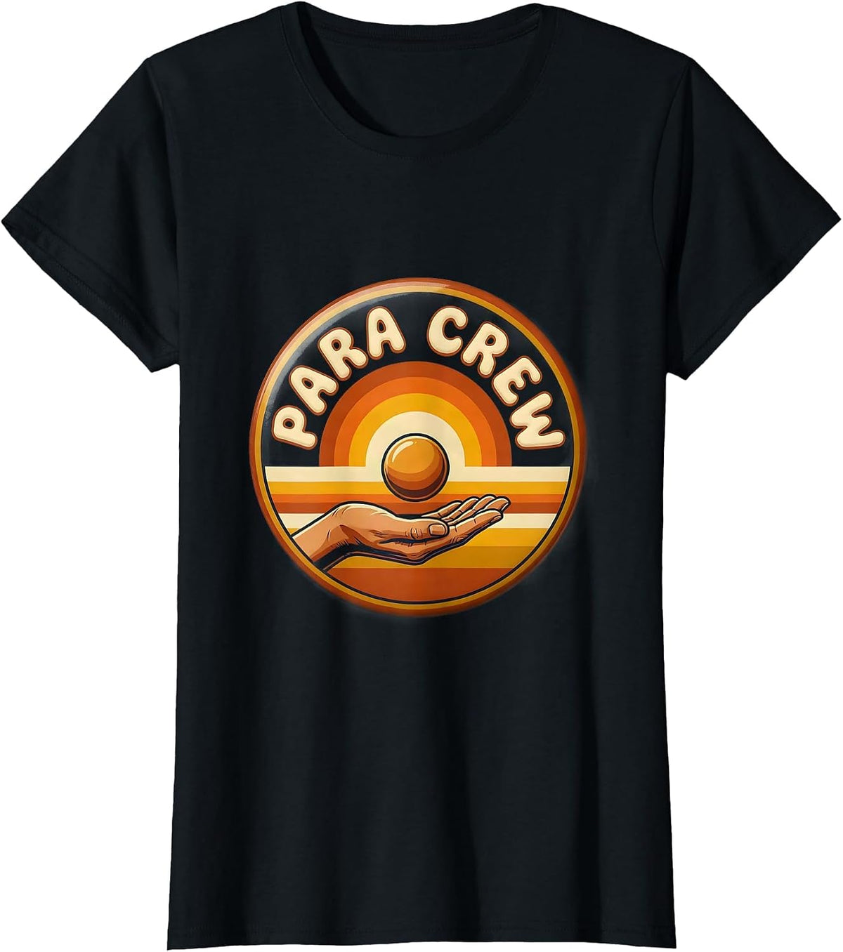 Para Crew Retro 70s School Support Staff Appreciation T-Shirt - Black