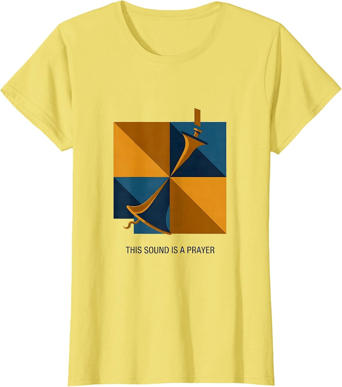 This Sound Is A Prayer Quilt Block Patchwork Trumpet Player T-Shirt - Lemon Yellow
