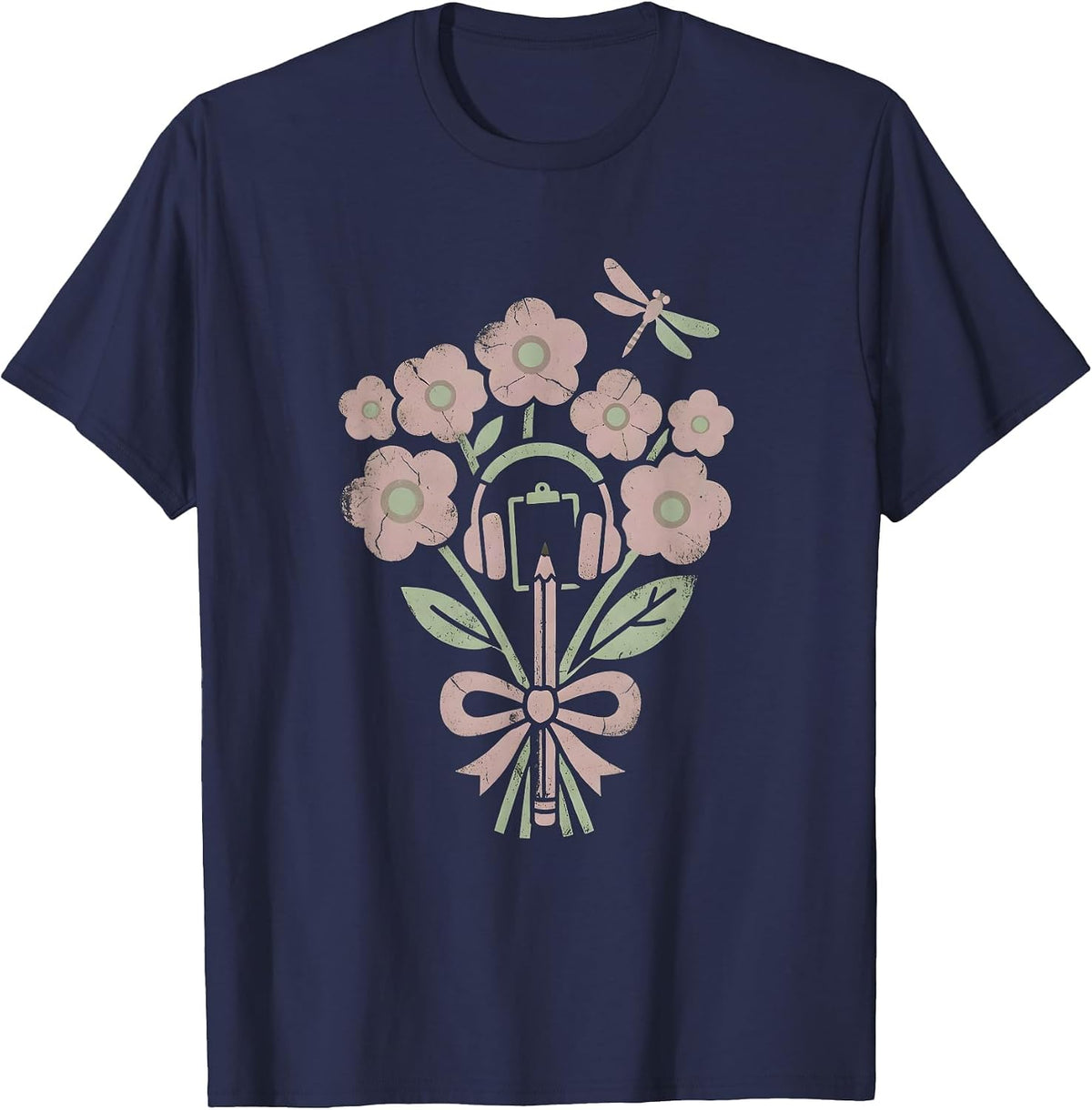 Men's Paraprofessional Headset Desk Illustration Gift T-Shirt - Navy Blue