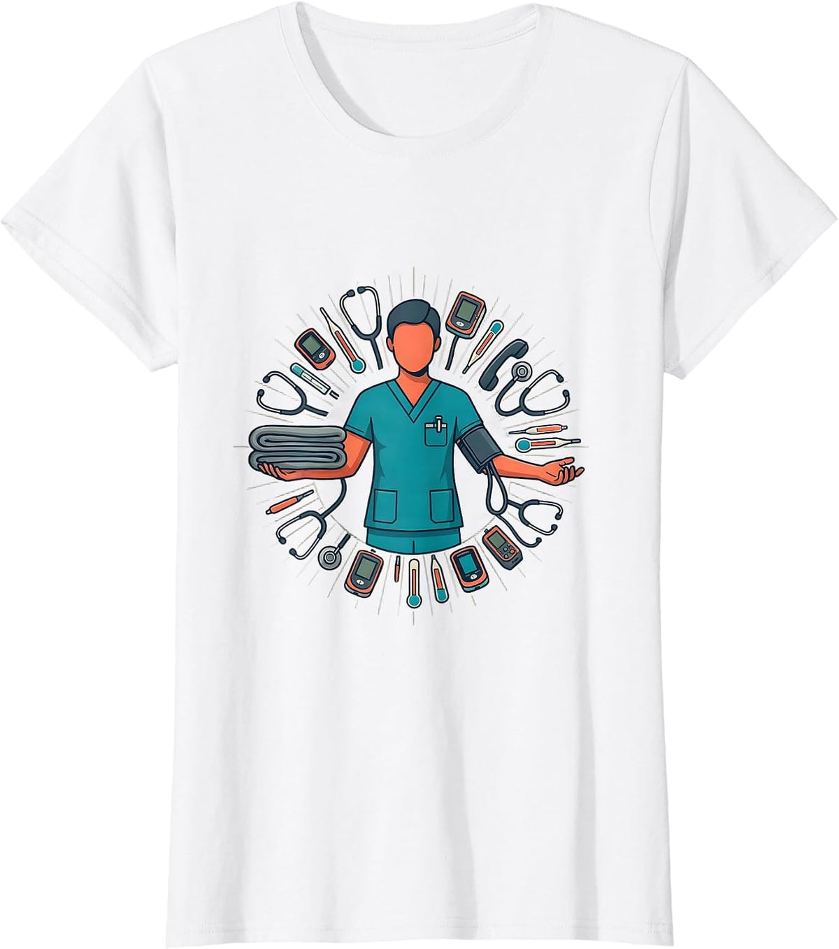 Patient Care Technician Appreciation Week Gift Flat Vector T-Shirt - White
