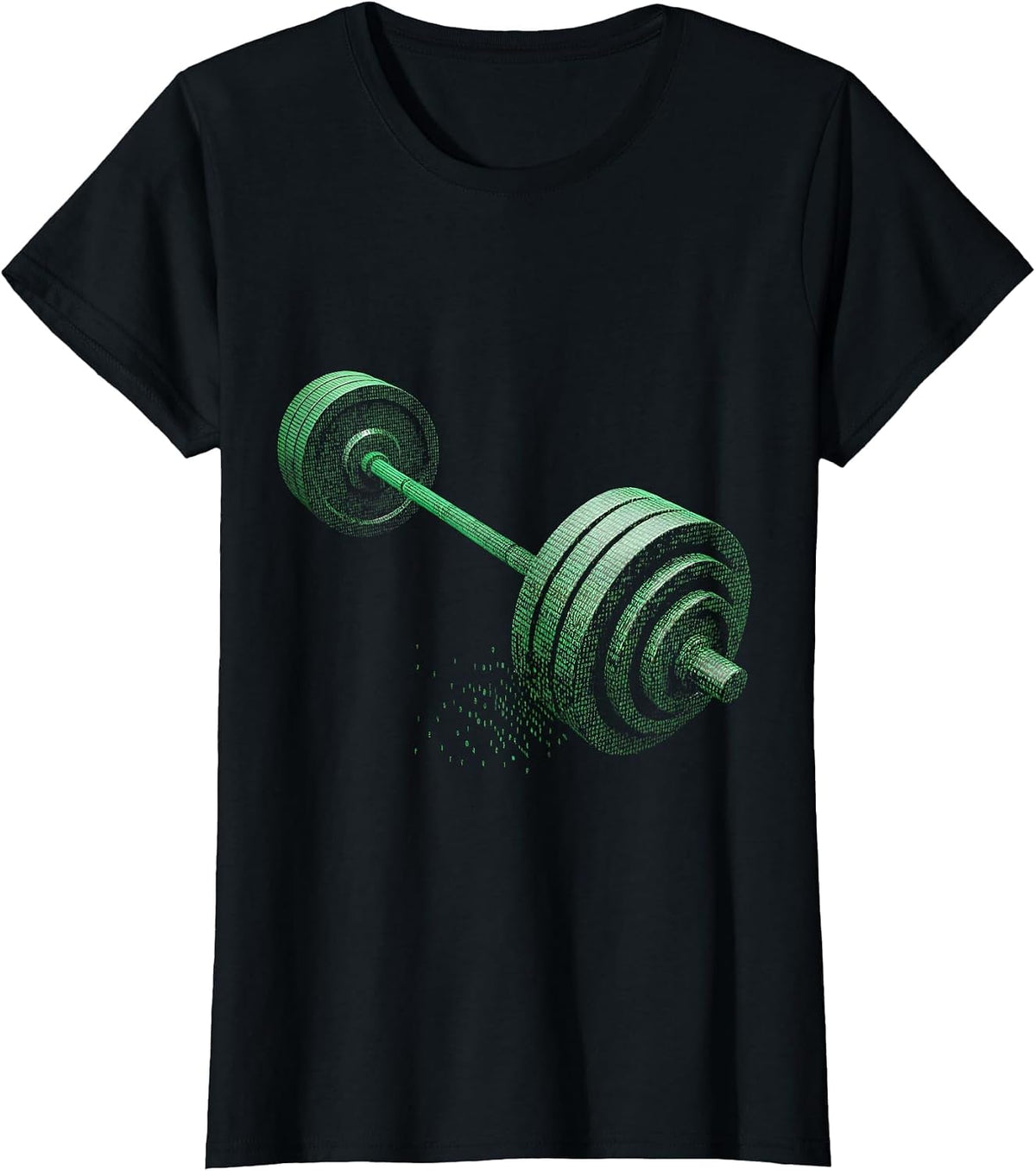 Barbell Glyph Art Gym Humor Weightlifting T-Shirt - Black