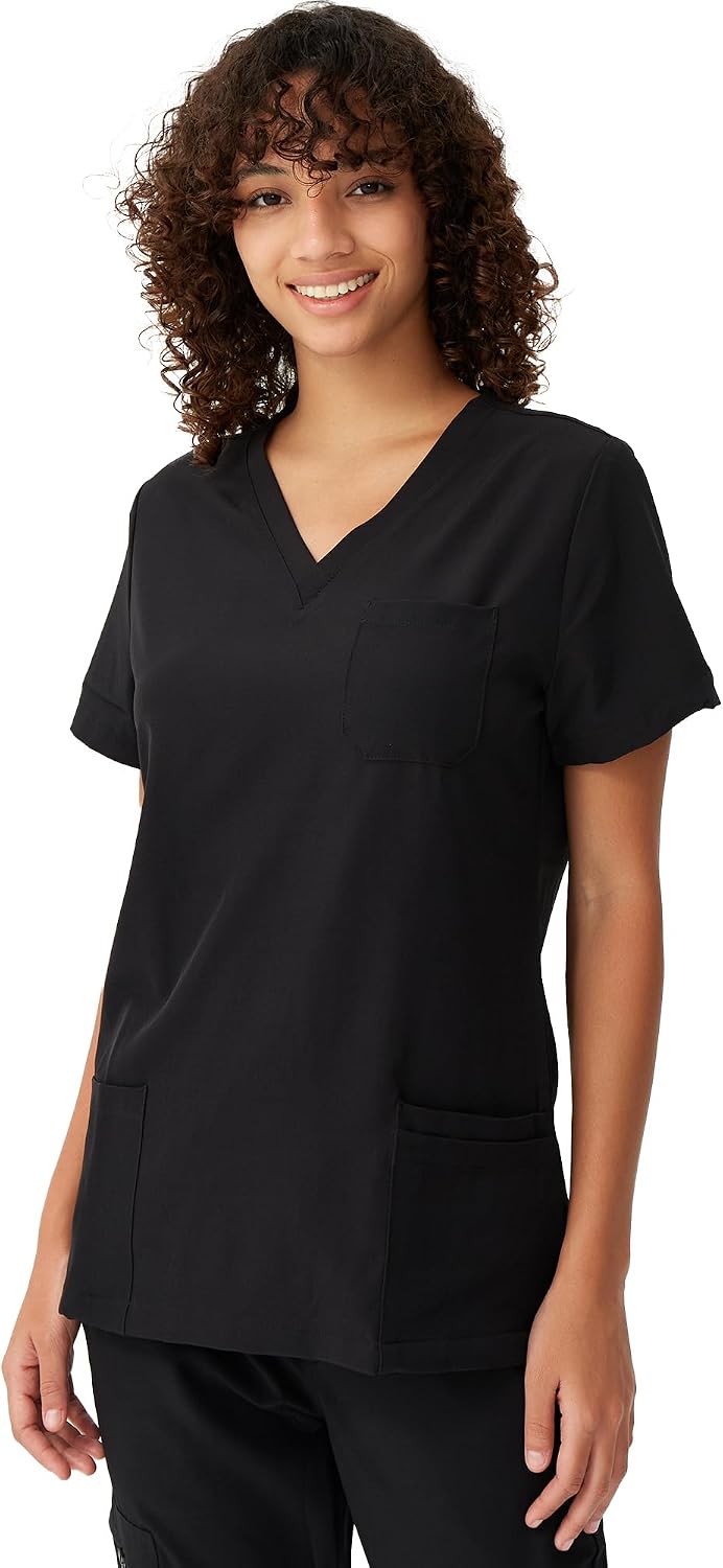 Scrubs for Women, Soft V-Neck Scrub Tops, Easy Care - Black