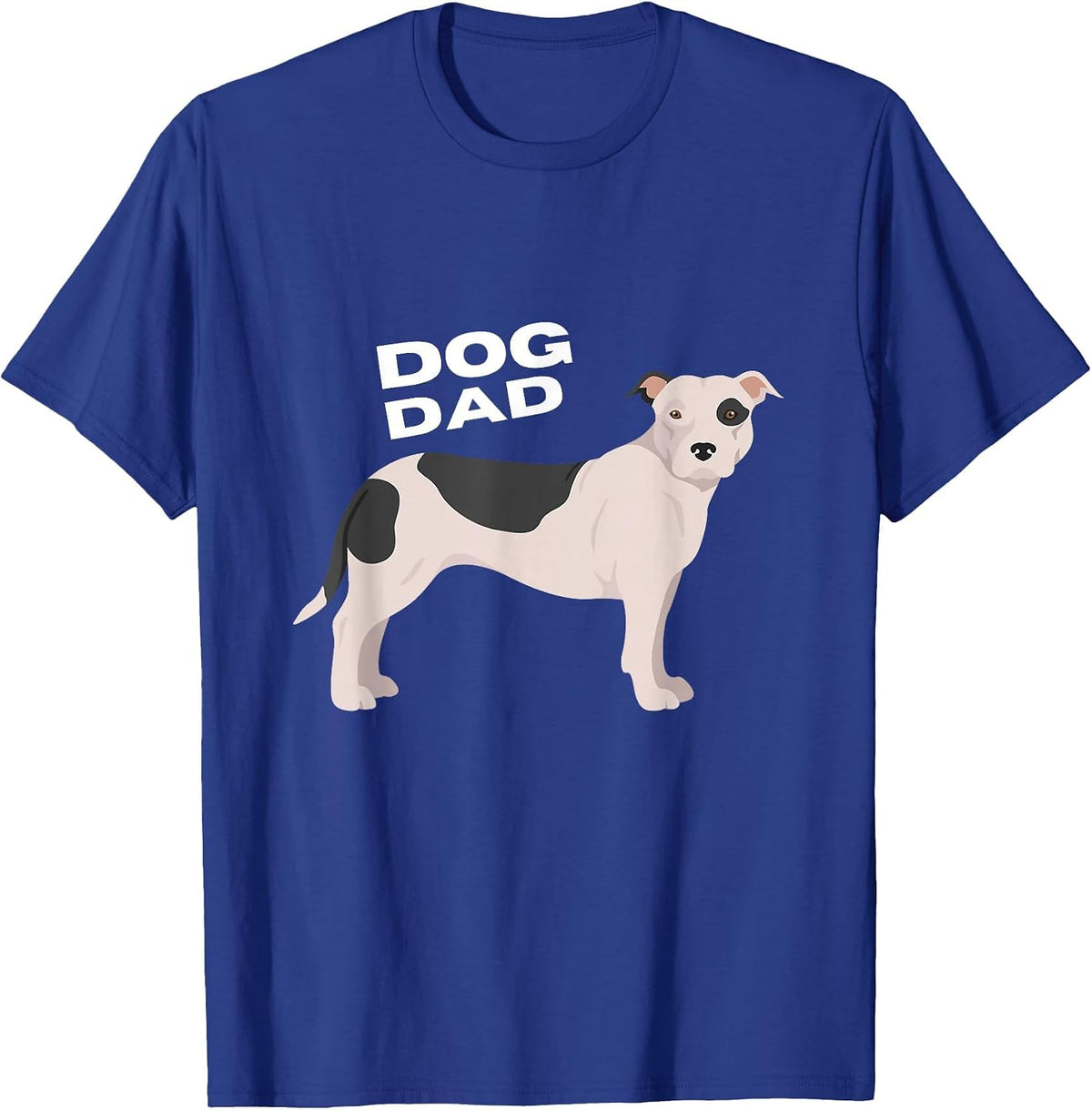 Black & White American Pit Bull Terrier Dog Dad Man T-Shirt - Royal Blue