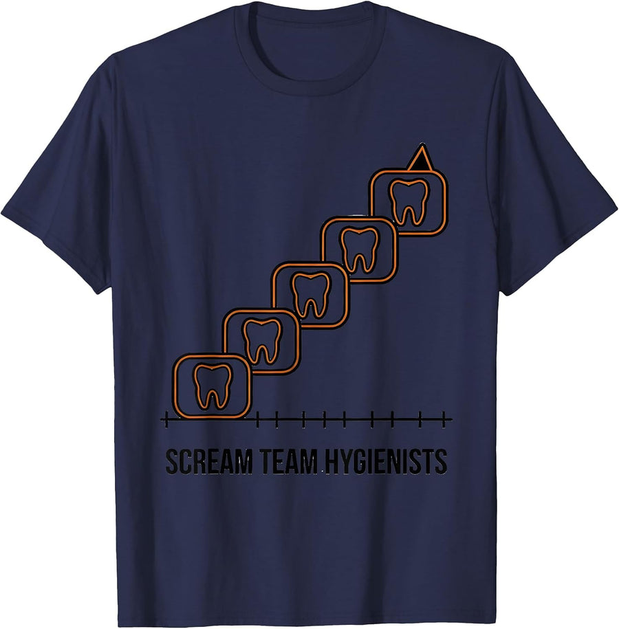 Scream Team Hygienists Funny Dental Hygienist Halloween T-Shirt - Navy Blue