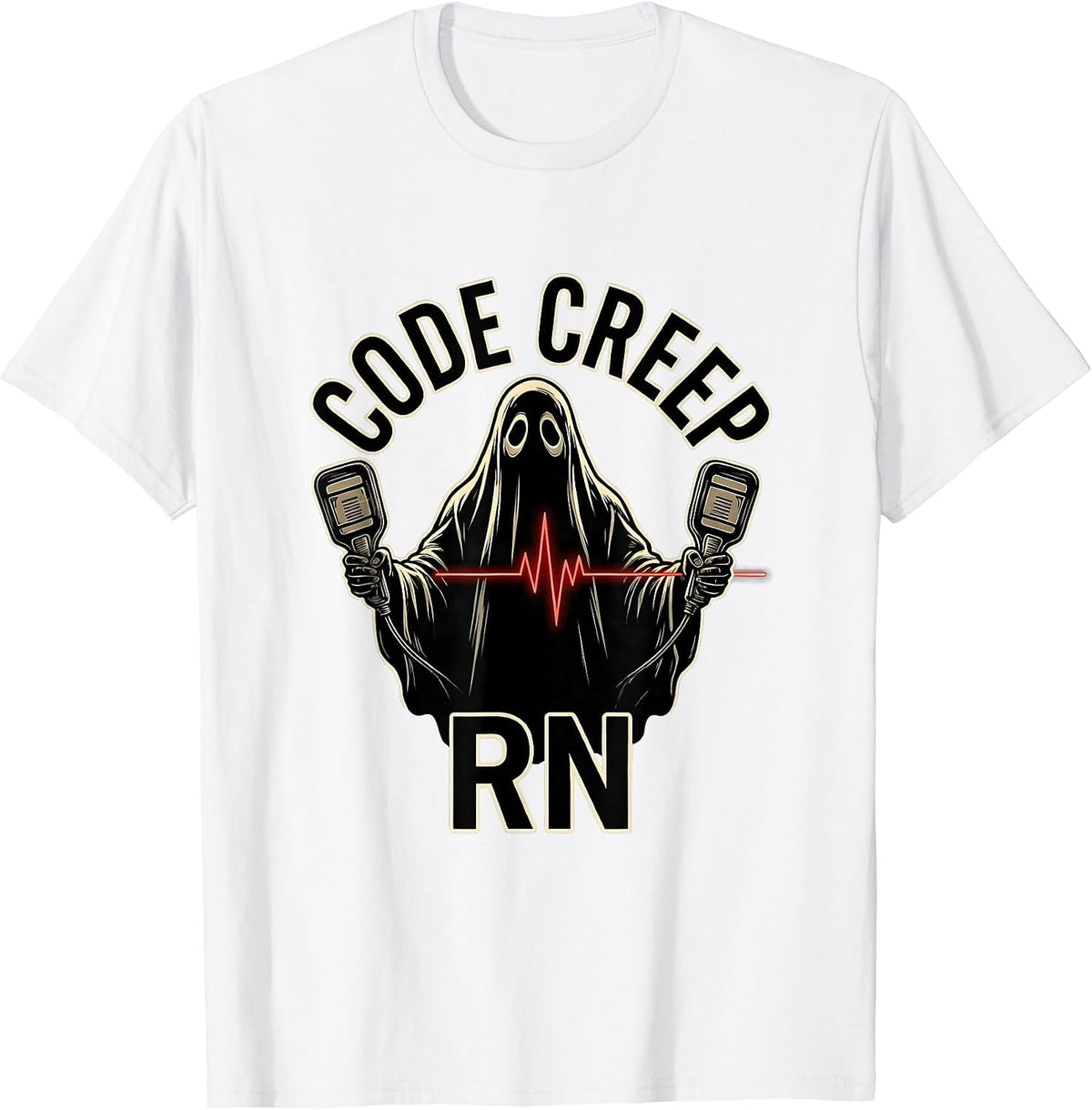 Men's Code Creep RN Funny Halloween Nurse Medical Humor T-Shirt - White