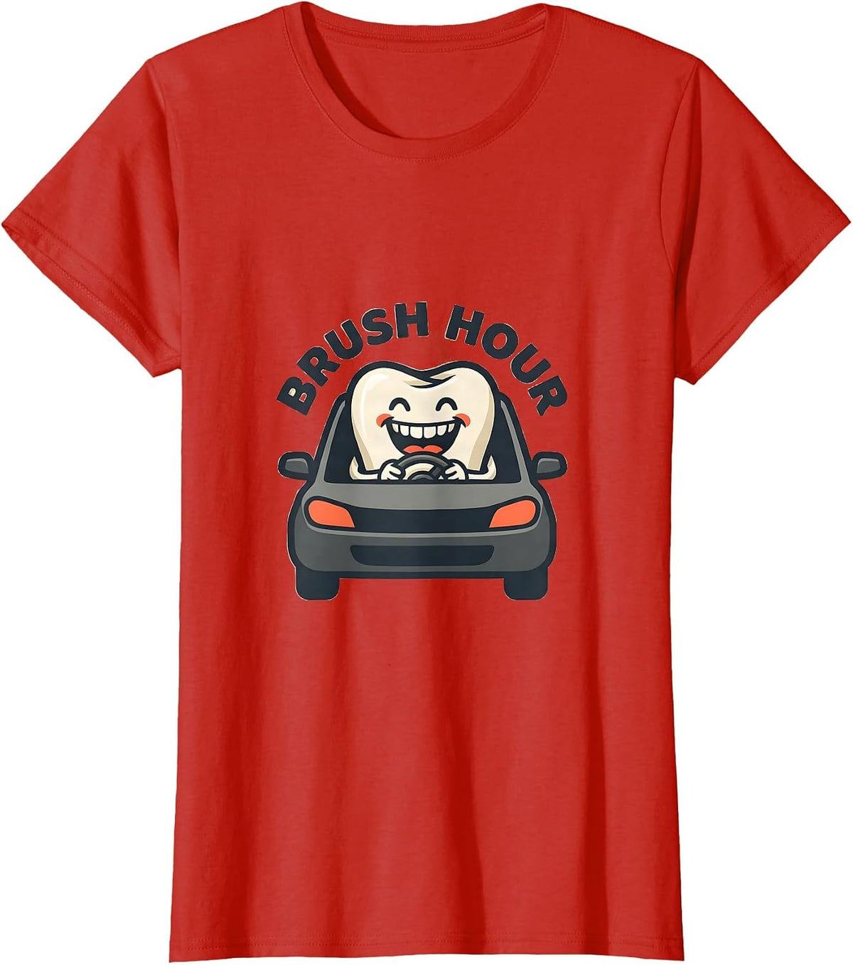 Brush Hour Funny Dental Hygienist Occupation Humor T-Shirt - Red