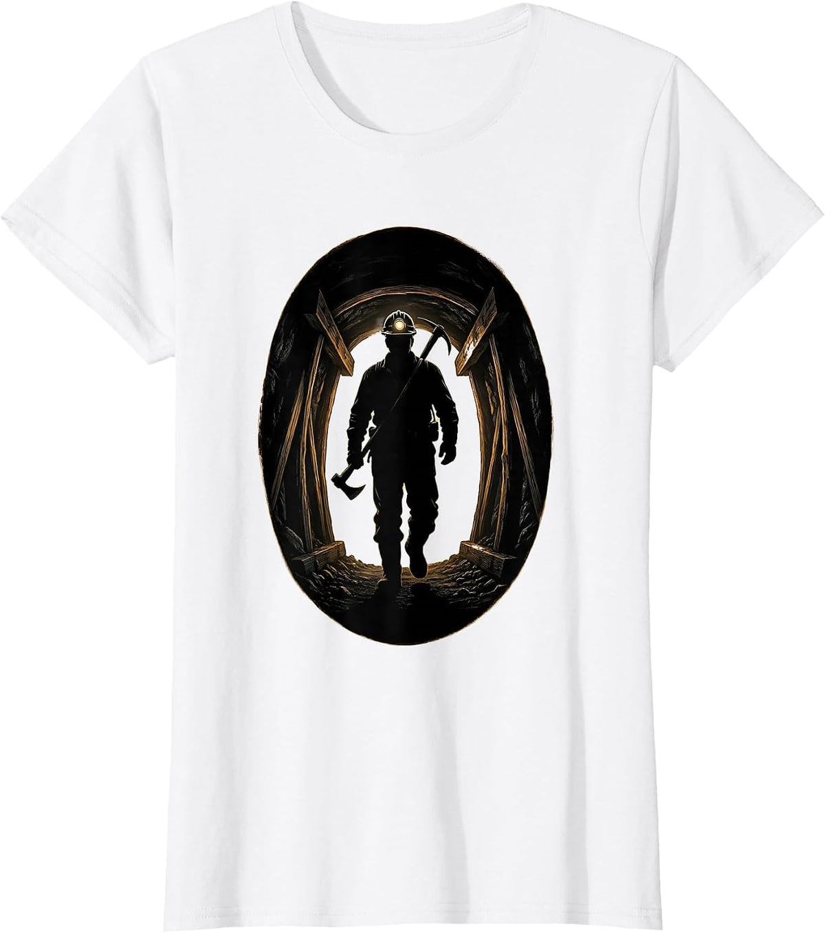 Labor Day Coal Miner Tunnel Emergence Graphic T-Shirt - White