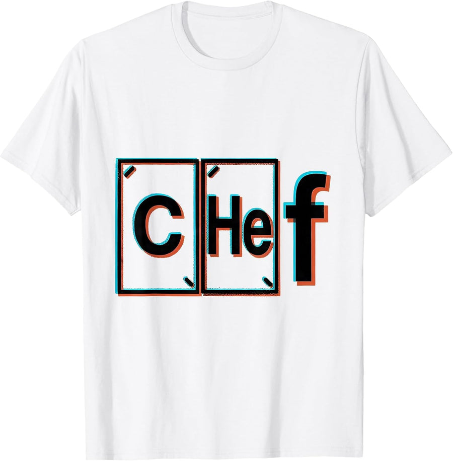 Men's CHEf Funny Science Nerd Periodic Table Element Pun T-Shirt - White
