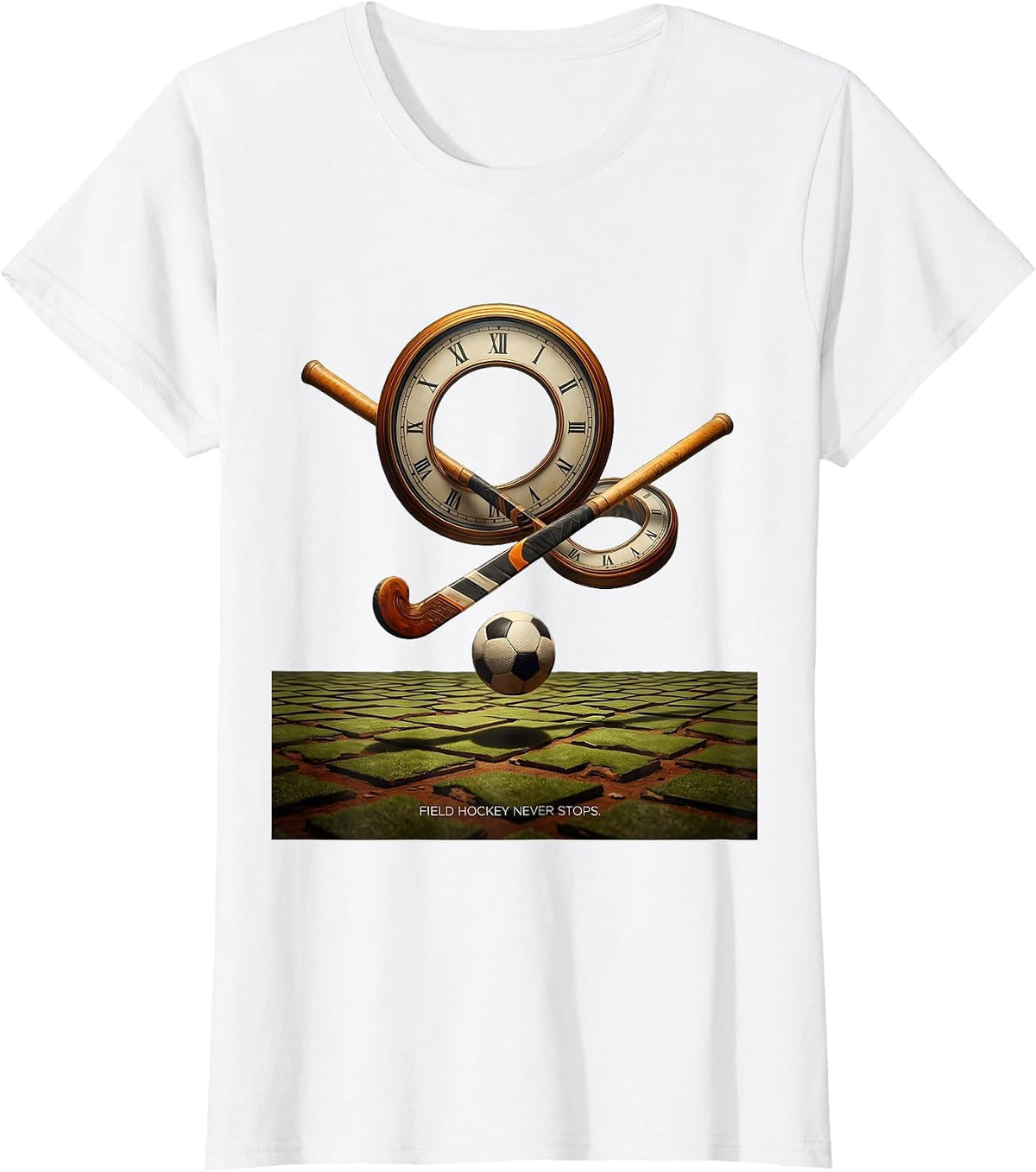 Field Hockey Never Stops Passionate Player Design T-Shirt - White