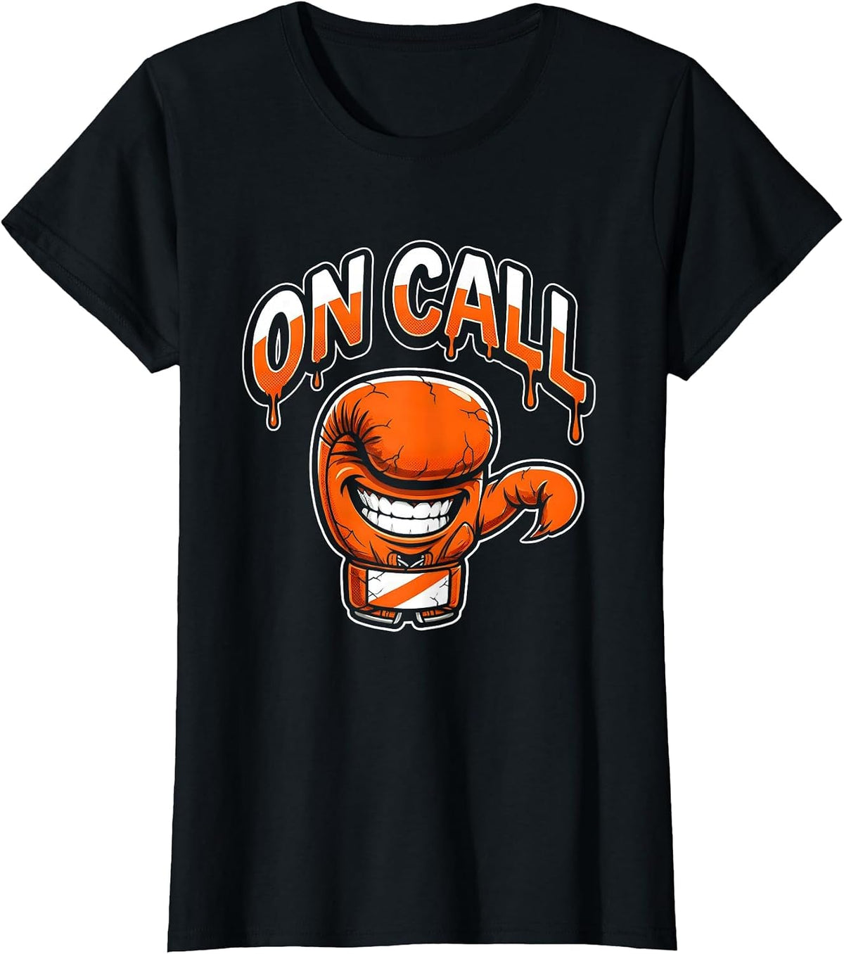 ON CALL Bold Graphic Tee Grinning Boxing Glove Mascot T-Shirt - Black