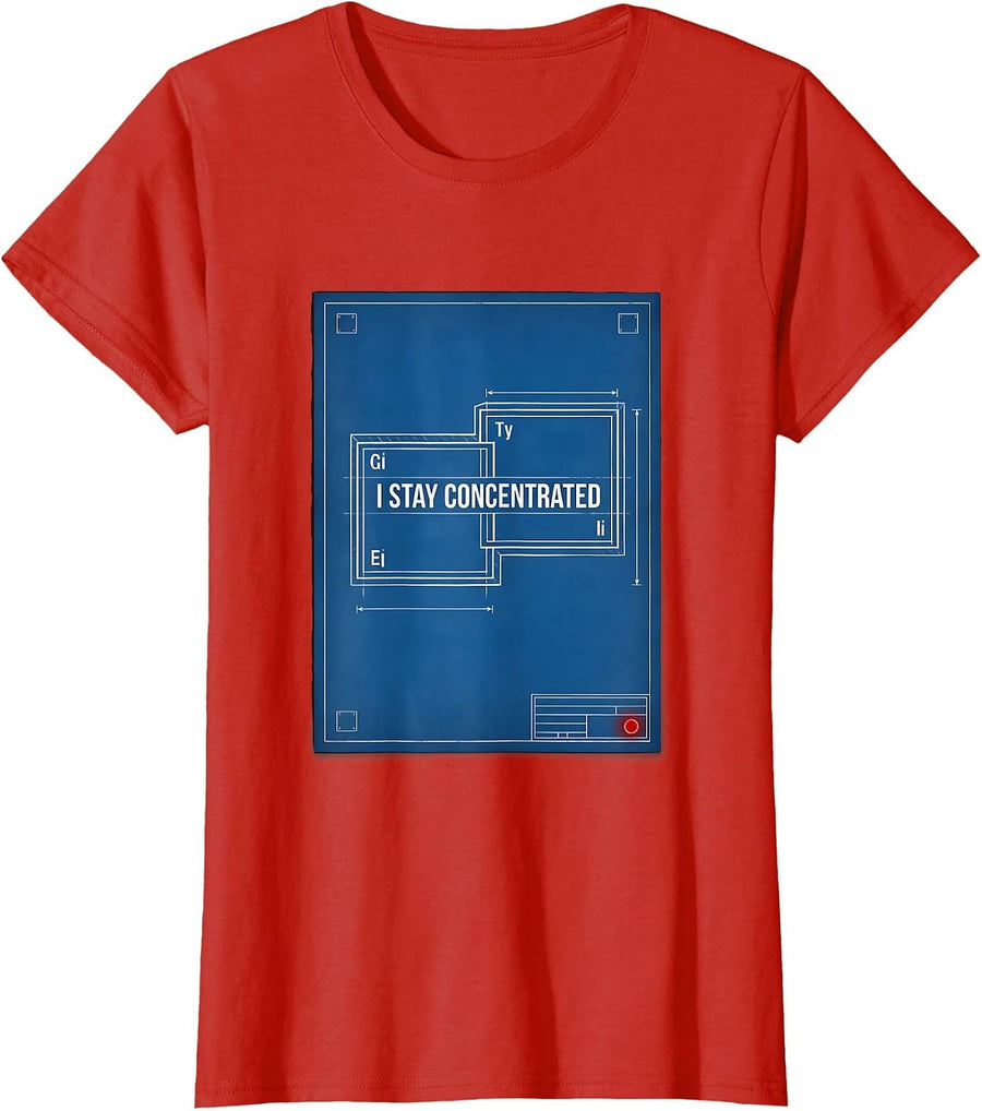 Women's I Stay Concentrated Funny Chemistry Science Nerd Pun Humor T-Shirt - Red