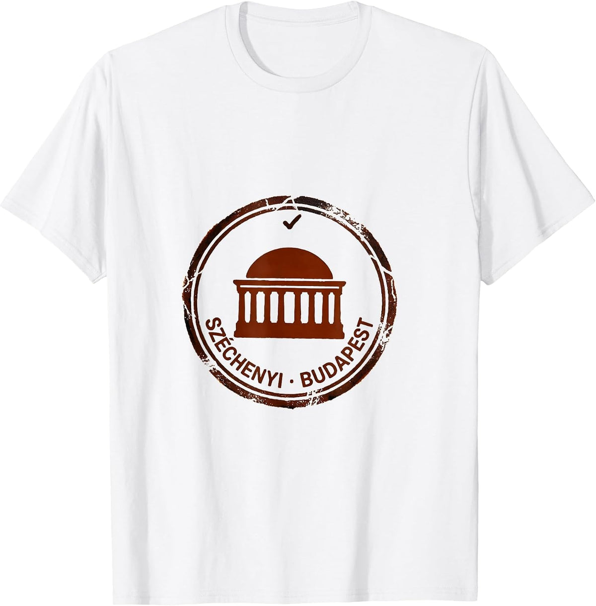 Men's SZÉCHENYI · BUDAPEST Rubber Stamp Souvenir Heritage Gift T-Shirt - White